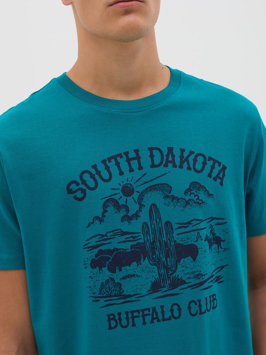 Teal South Dakota Print T-shirt by OVS_2