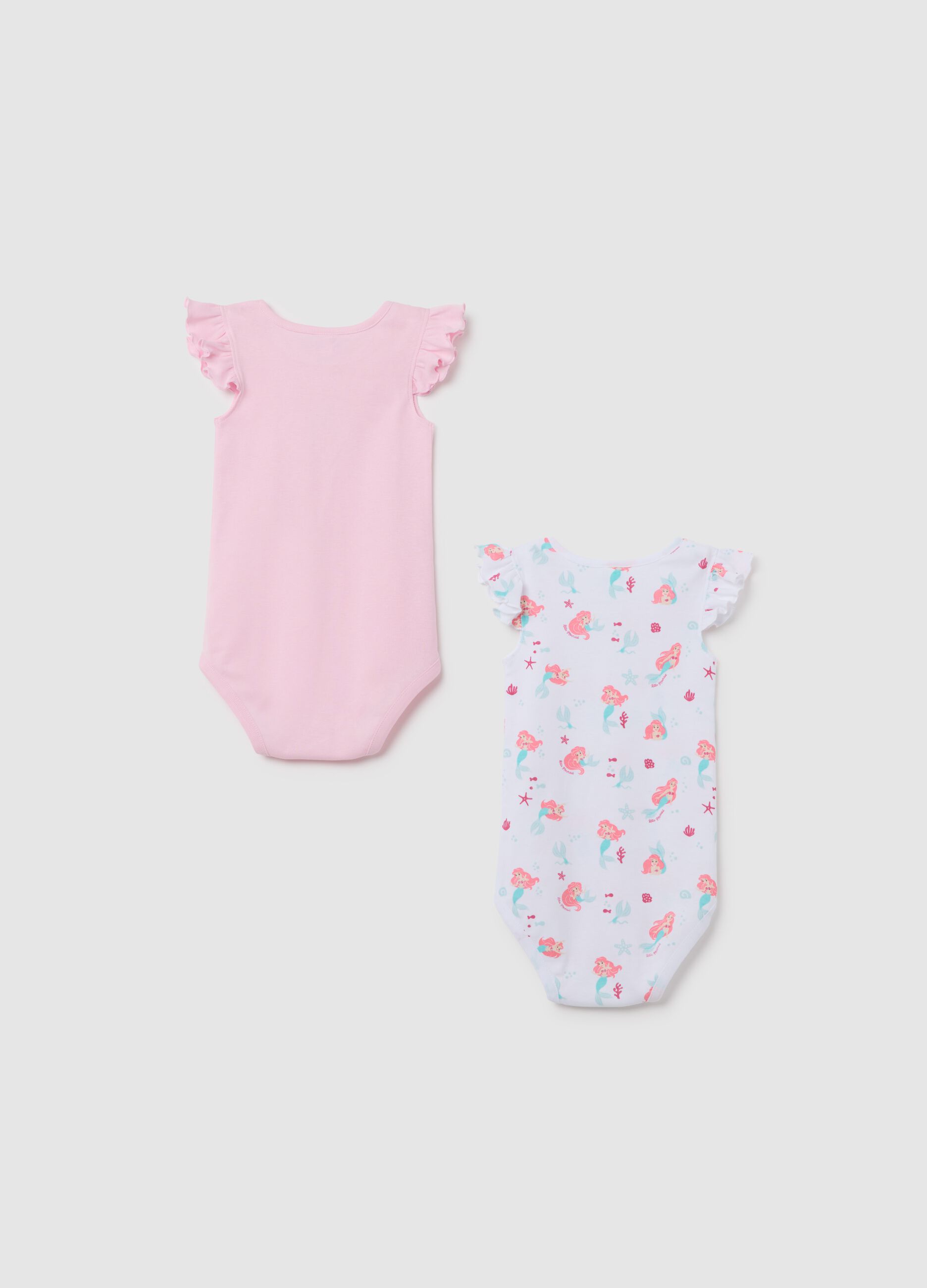 Body da neonata in puro cotone multicolor con volant e stampa