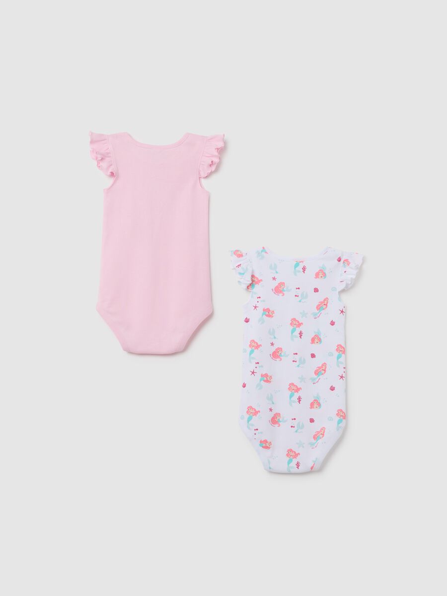Multicolour pure cotton baby bodysuit with frills and print_1