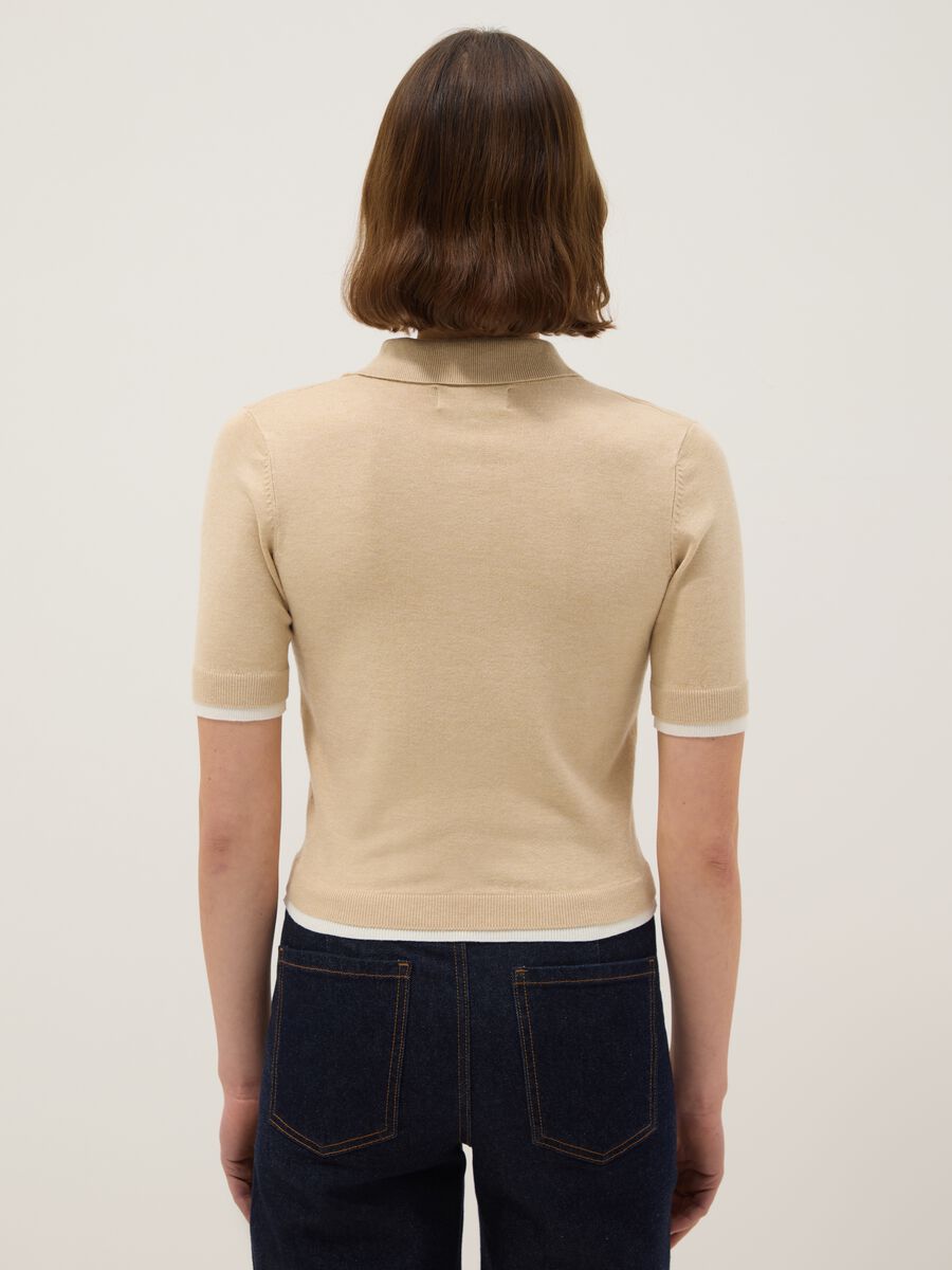 Beige Viscose Blend Polo Regular Fit_2