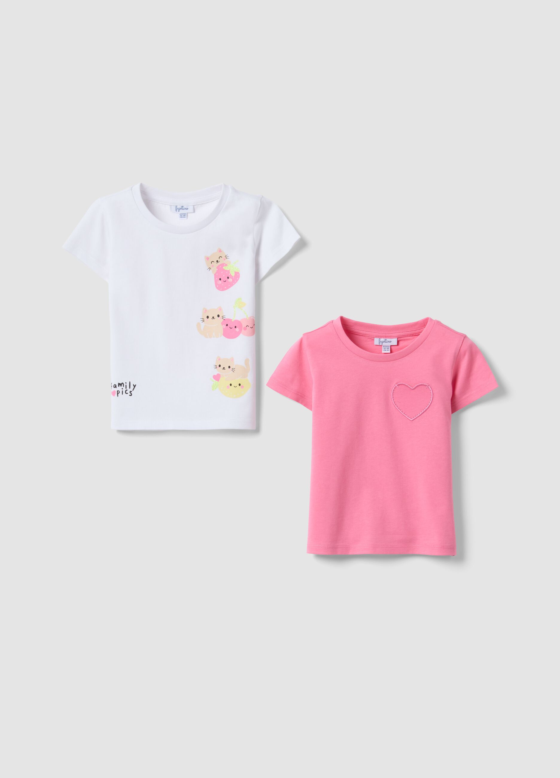 Multicolour pure cotton 2-pack T-shirts for baby girl