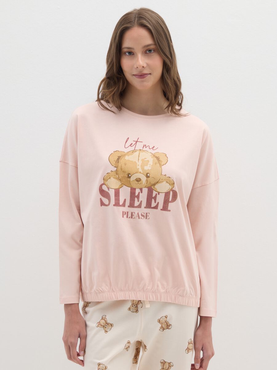 Multicoloured pure cotton pyjamas with print_1