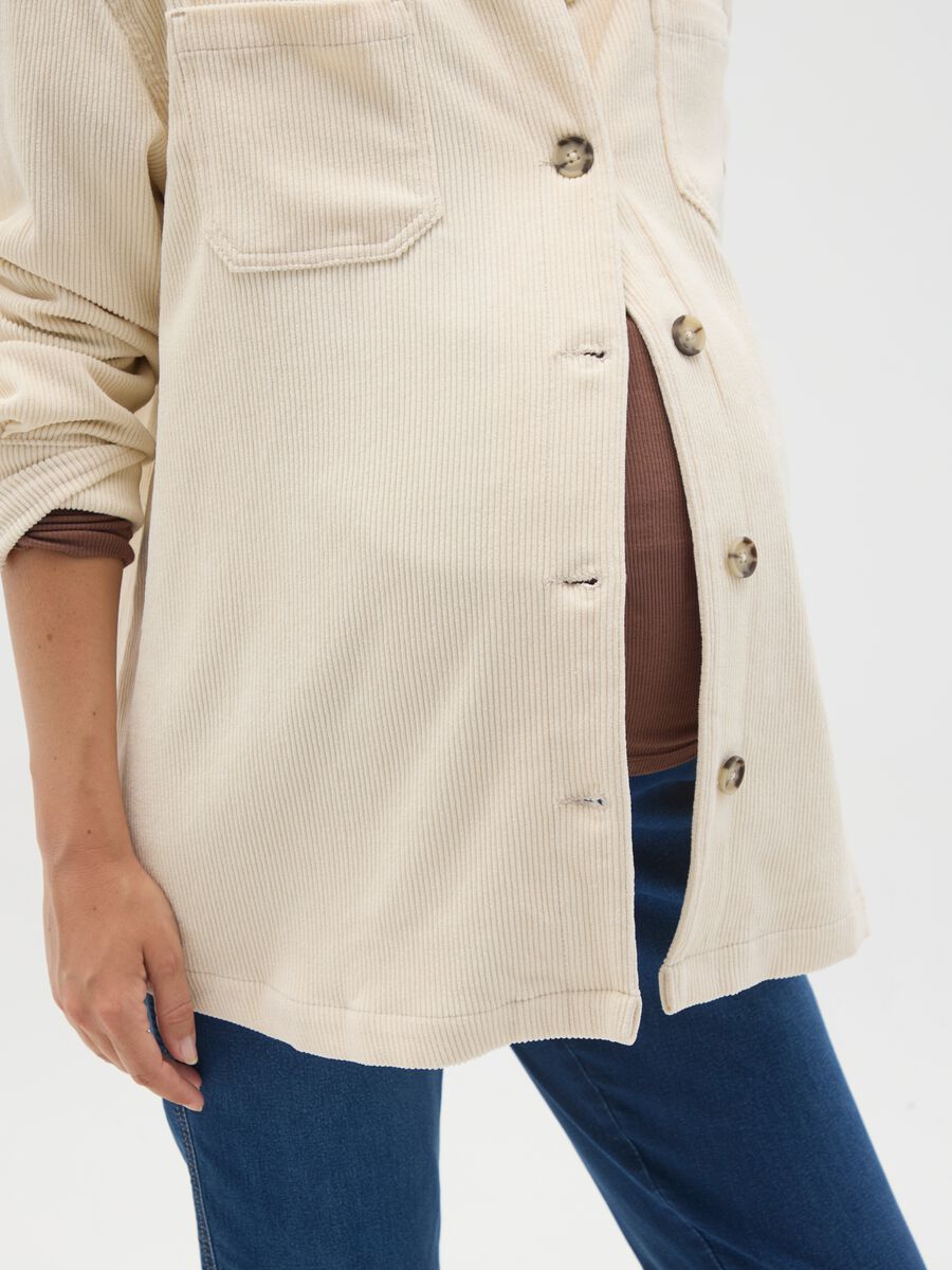 Cream Velvet Maternity Shacket_2