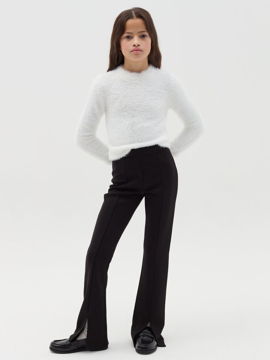 Flare-fit trousers with splits_0