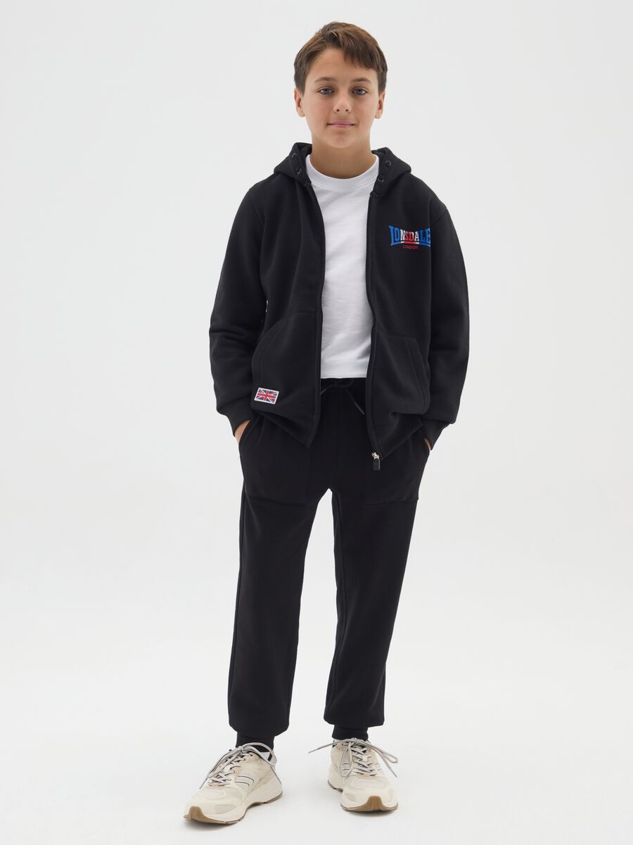 Boys' black pure cotton regular fit jogger trousers_0