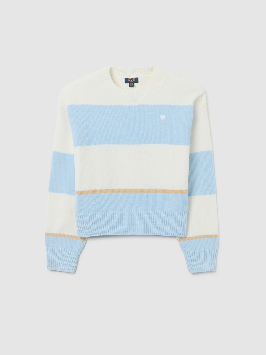 Girls' multicolour striped crew neck jumper, regular fit_0