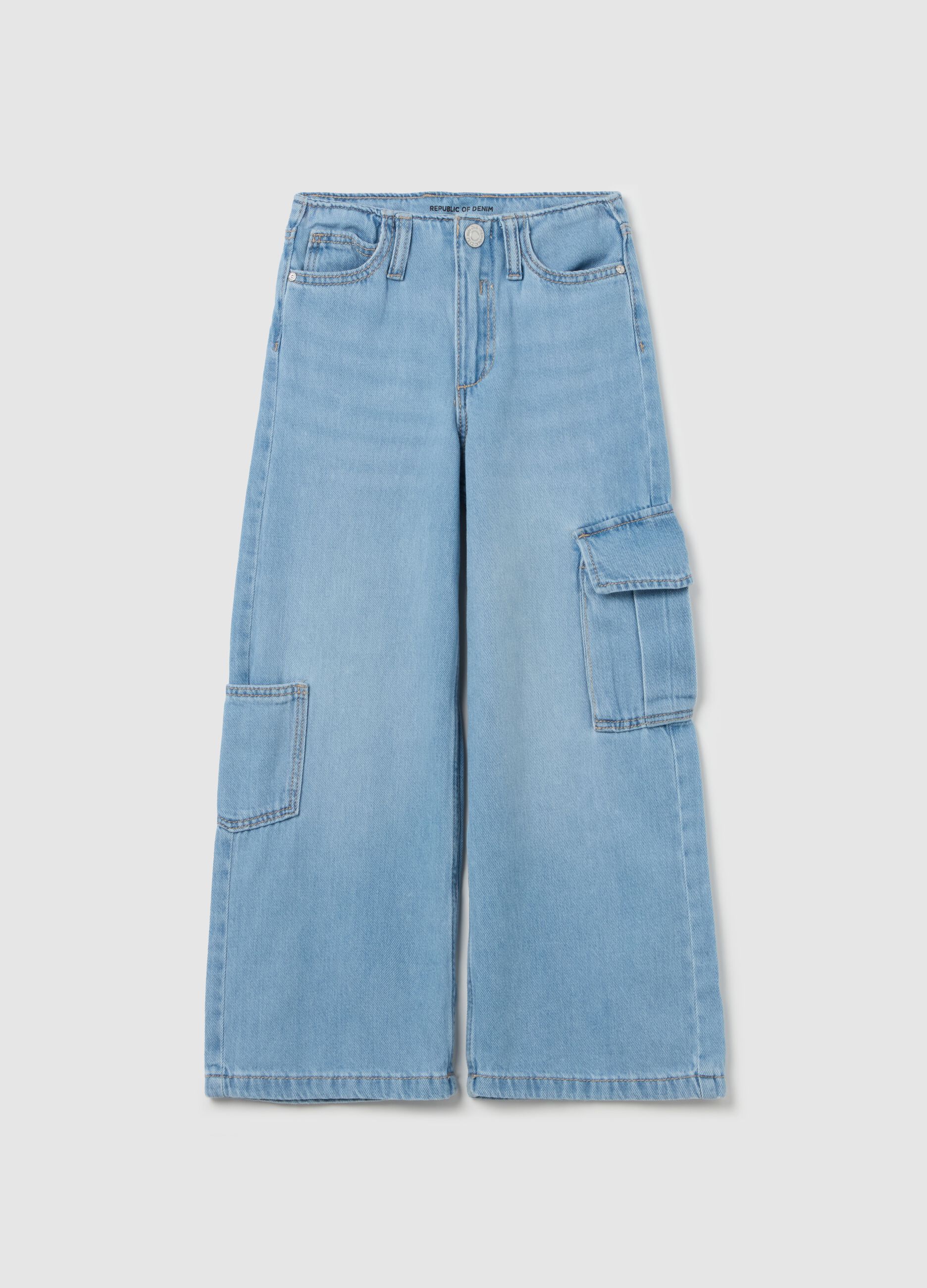 Jeans cargo a gamba larga
