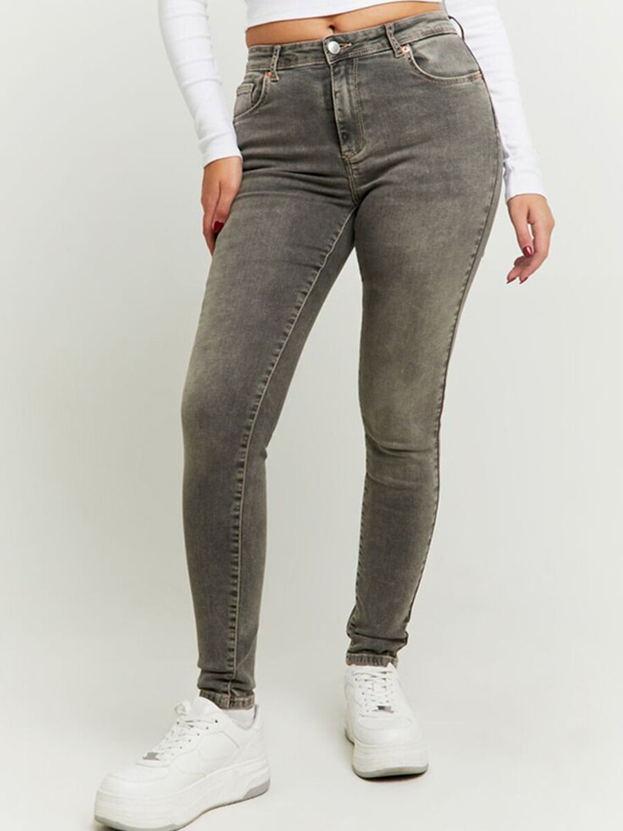 Women's Grey Slim Fit Stretch Cotton Jeans_1