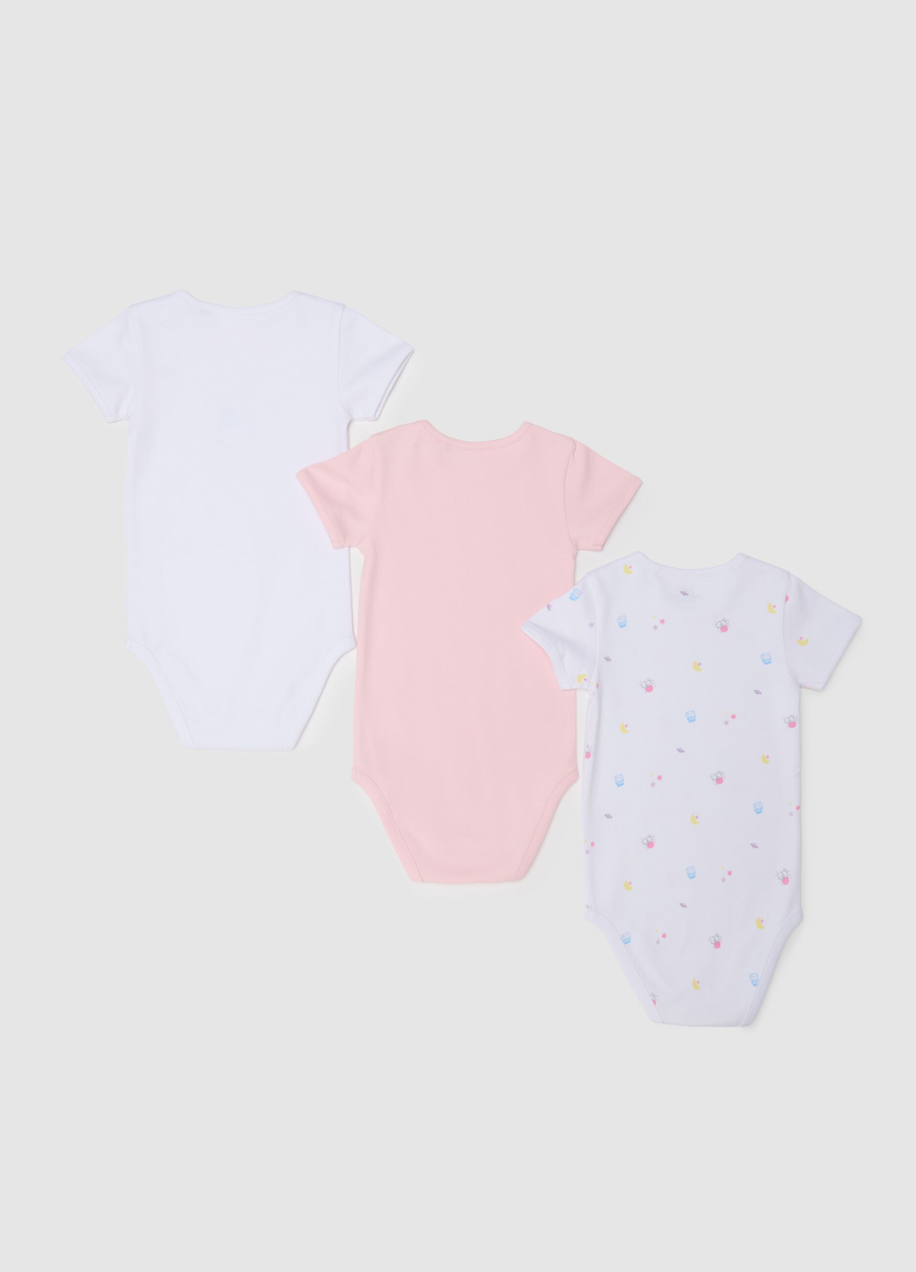 Tripack of girls' bodysuits in pure multicolour cotton