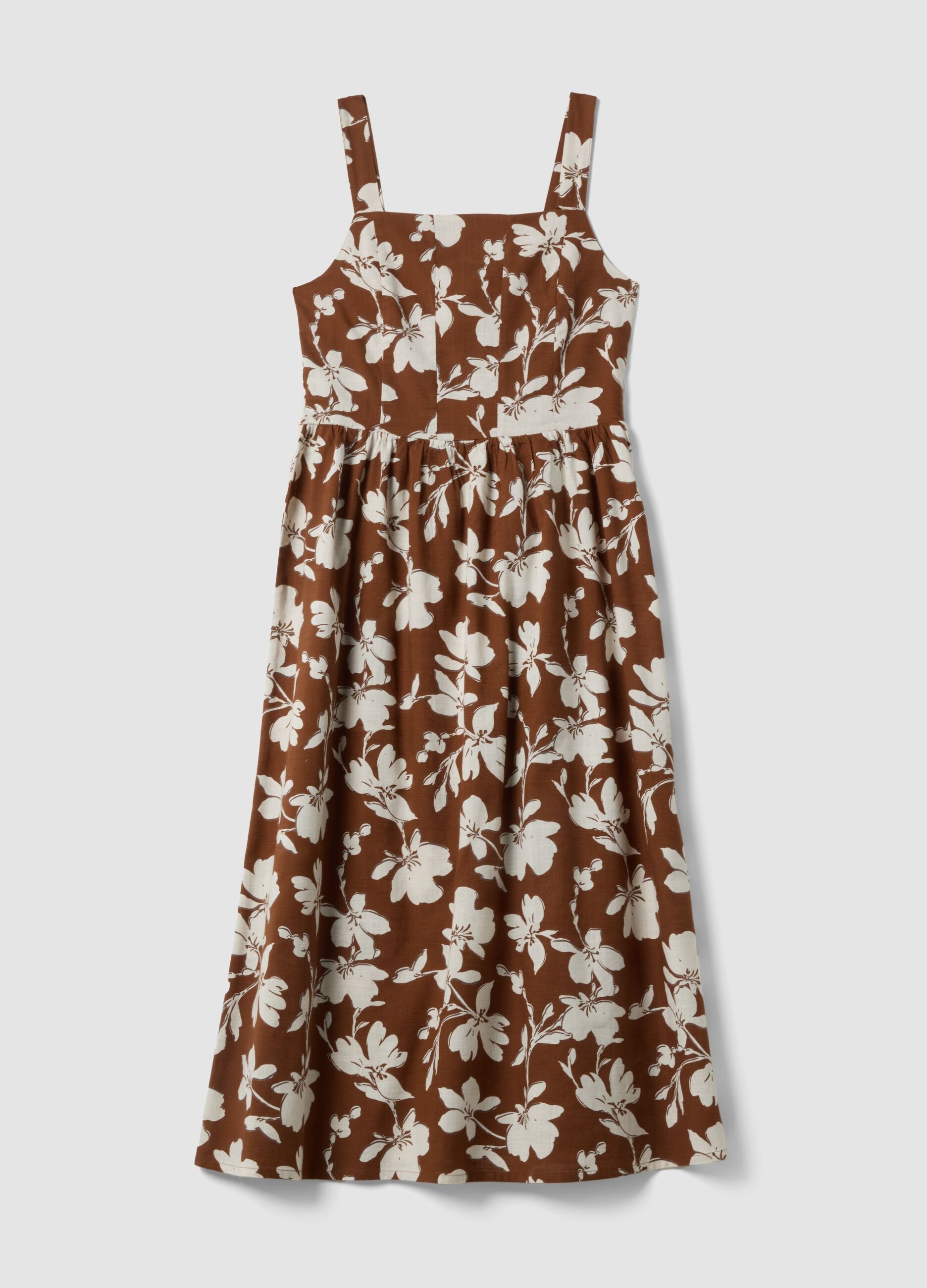 Brown floral print dress