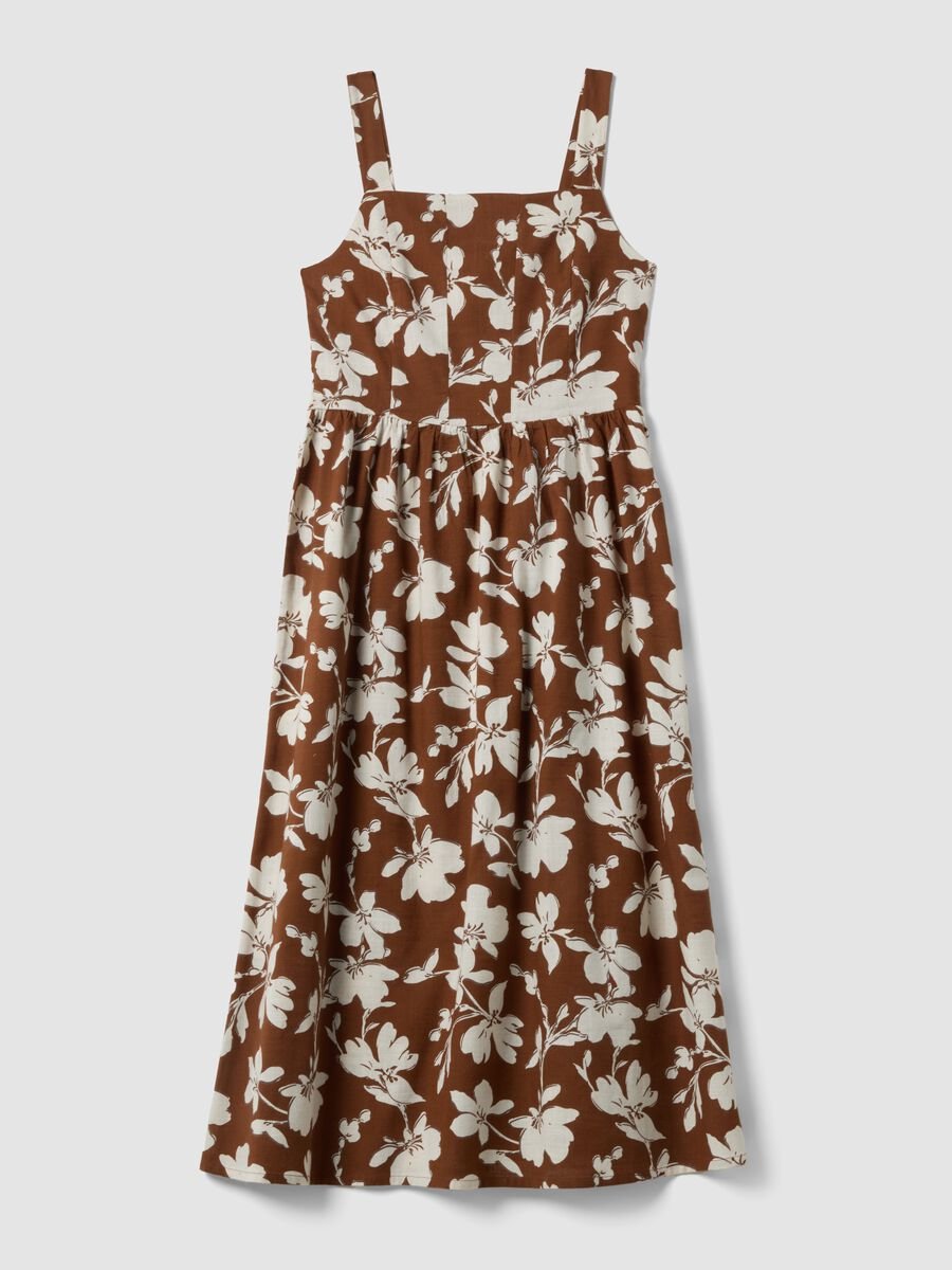 Brown floral print dress_4