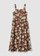 Brown floral print dress_4