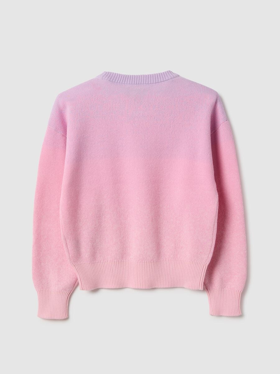 Maglione in puro cotone rosa da bambina regular fit con motivo sfumato_1