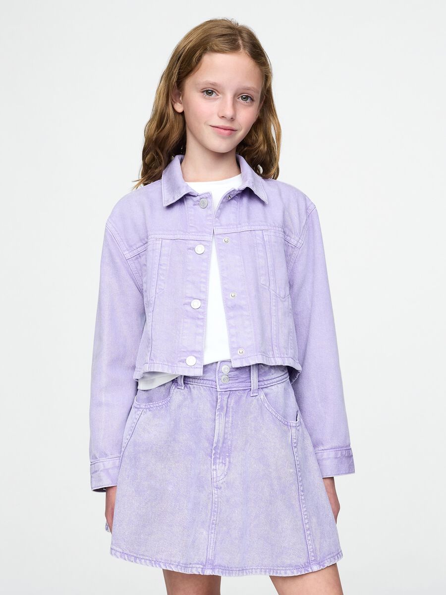 Purple cropped jacket for girls_0