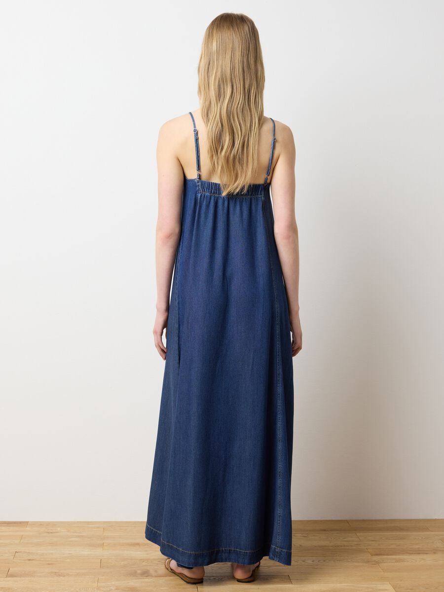 Women's Long Dress in Lyocell and Denim Cotton_3