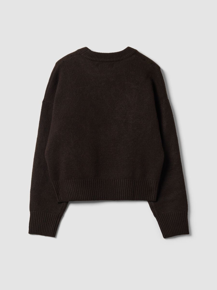 Brown stretch-viscose jumper with teddy bear motif_2