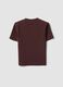 Brown fitted stretch-cotton T-shirt with raised neckline_5