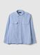 Blue stretch cotton long sleeve shirt regular fit_4