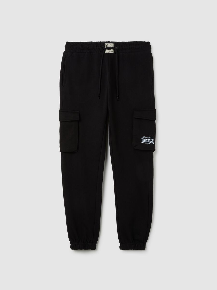 Pantaloni cargo in cotone nero regular fit_4