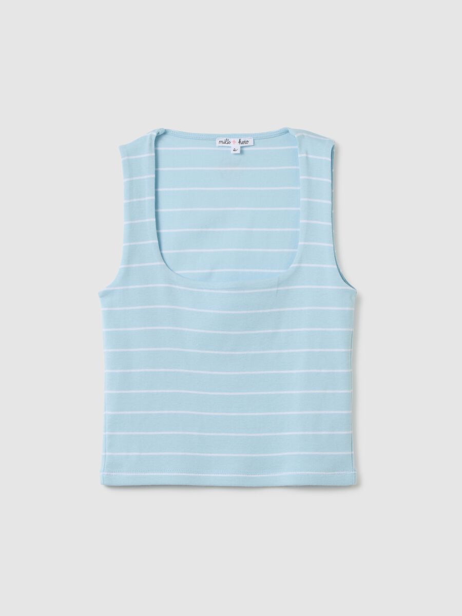 Women's fitted pure cotton azure cropped top_4