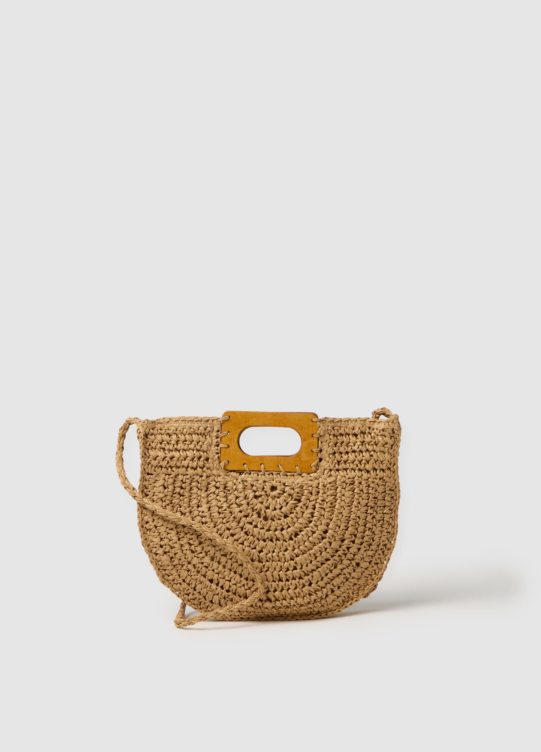 Borsa da donna in paglia intrecciata beige