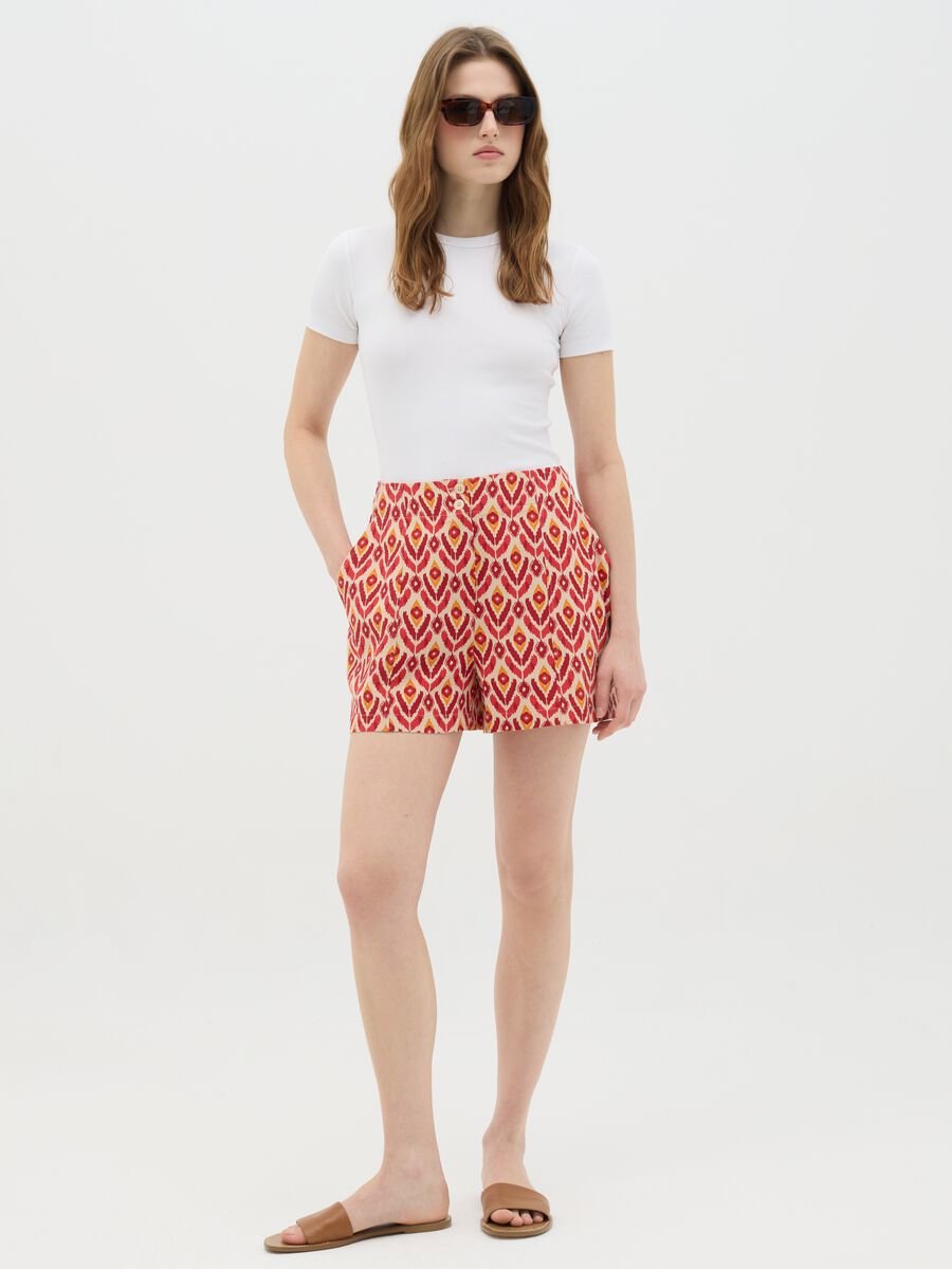Women’s multicoloured regular-fit shorts in viscose, cotton and linen blend_0