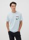 T-shirt azzurra in puro cotone jersey con stampa regular fit_0