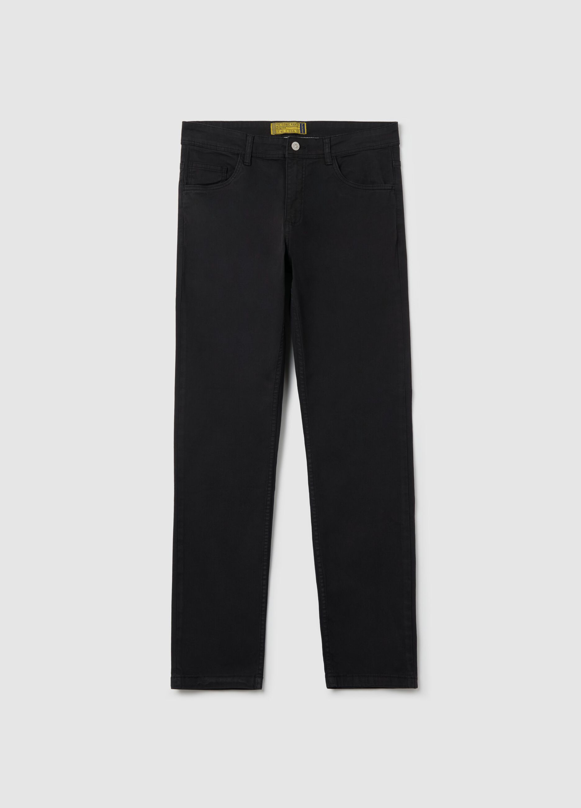 Pantalone slim fit in cotone stretch nero