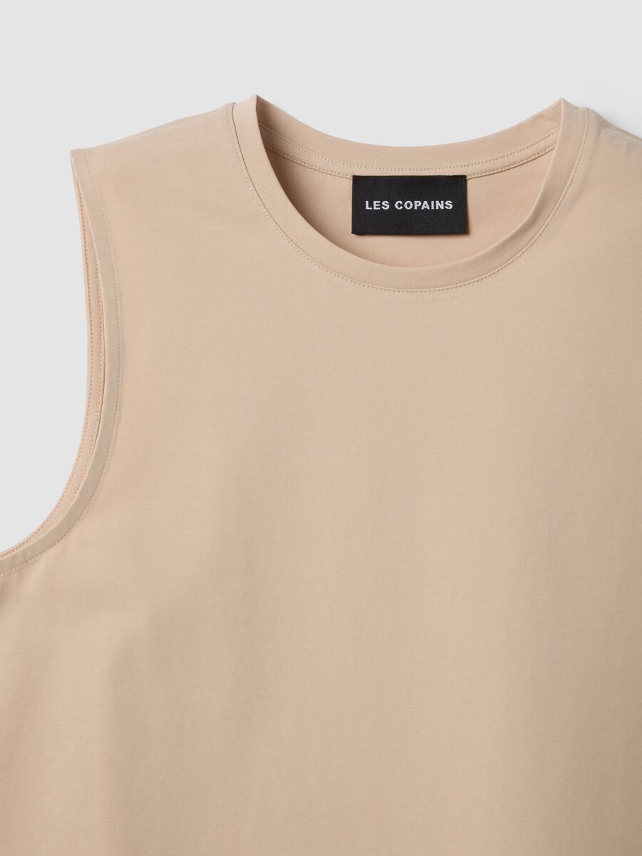 Beige cotton-blend tank top_5