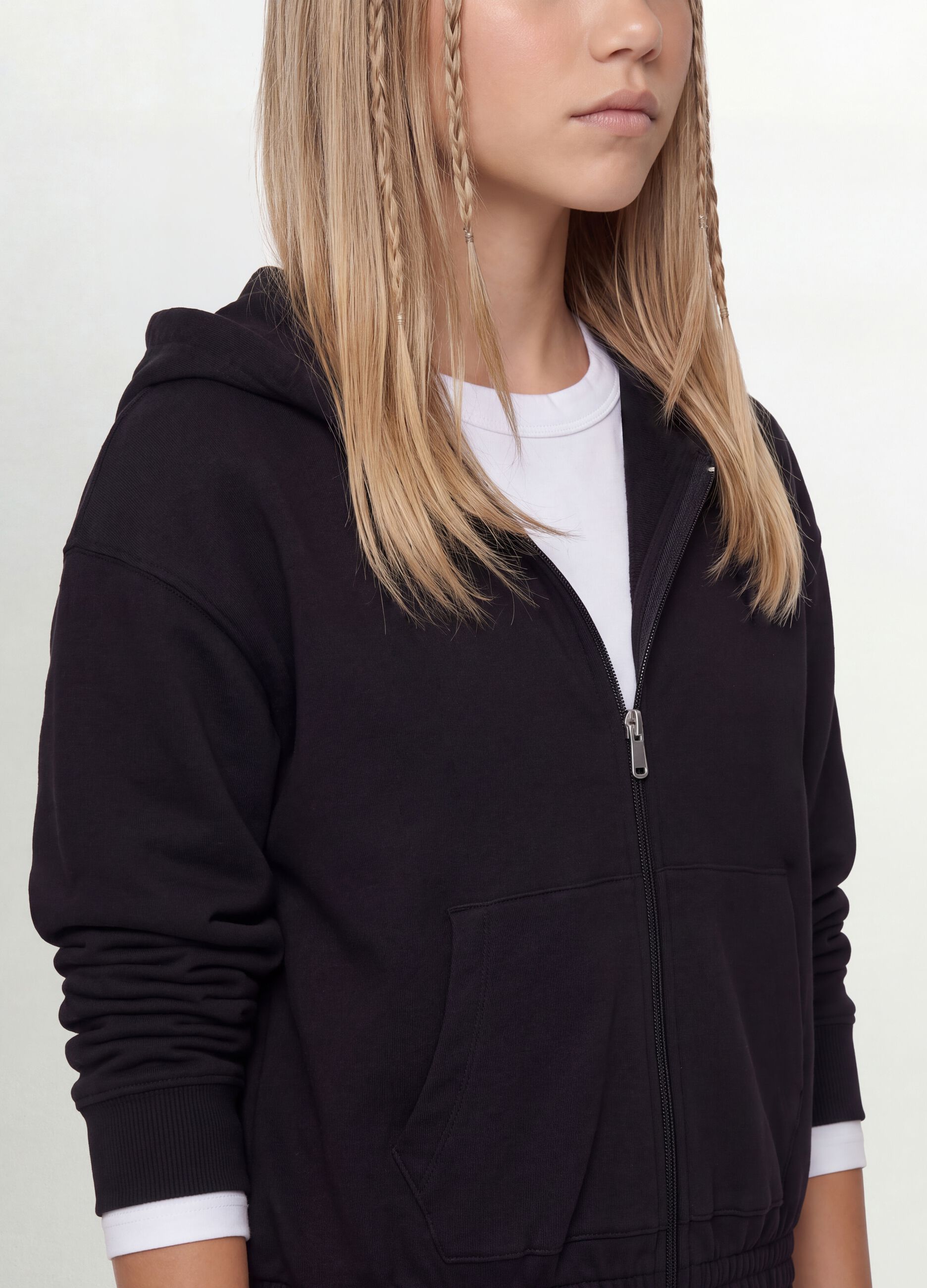 Black organic cotton hooded sweatshirt
