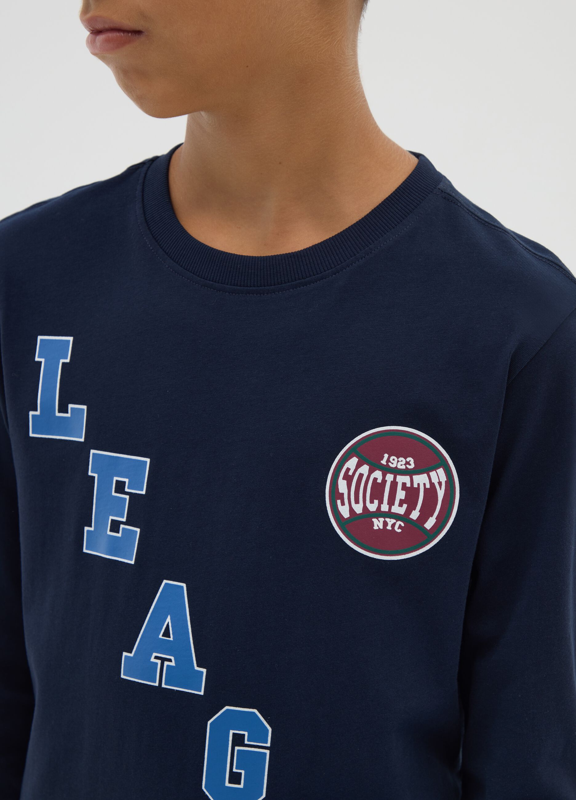 Blue regular fit boys' pure cotton jumper