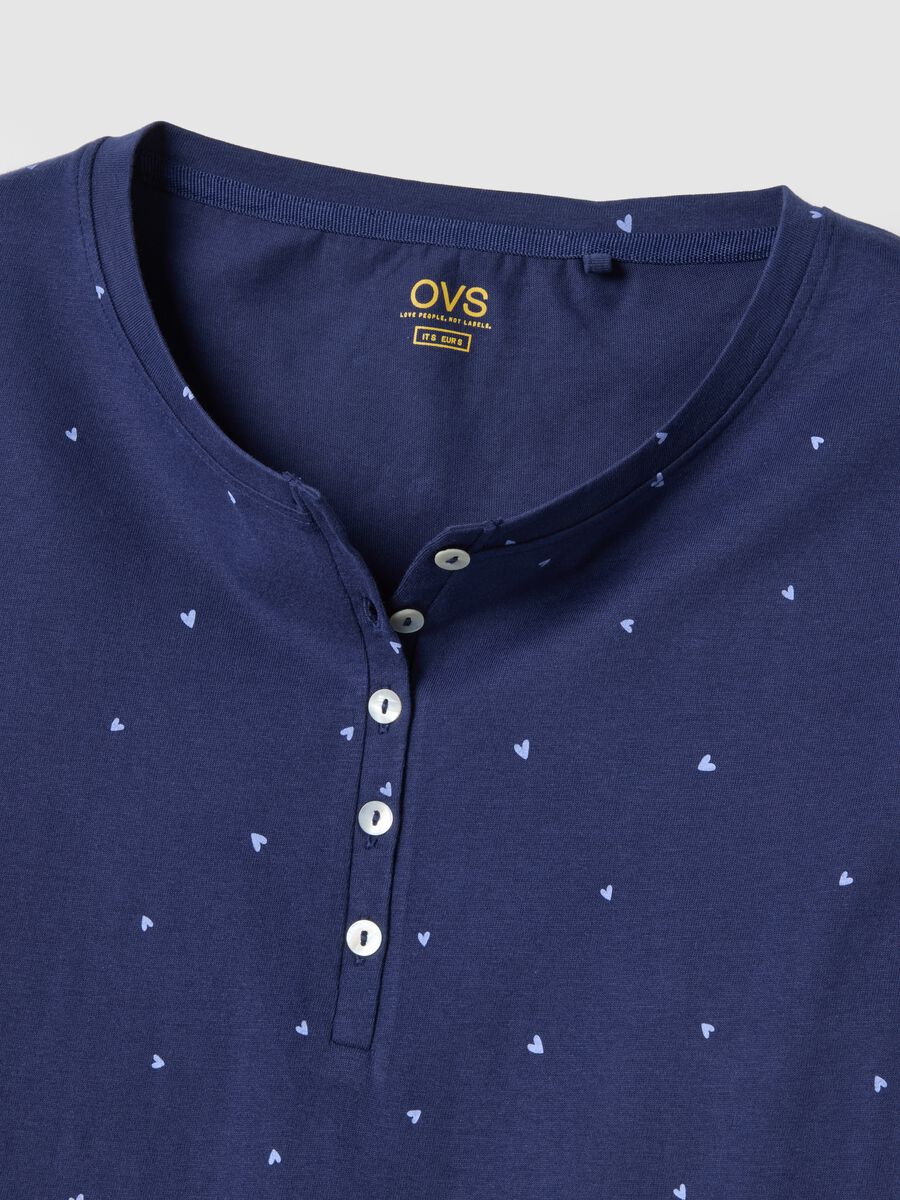 Blue pure cotton nightdress with hearts and serafina collar_5