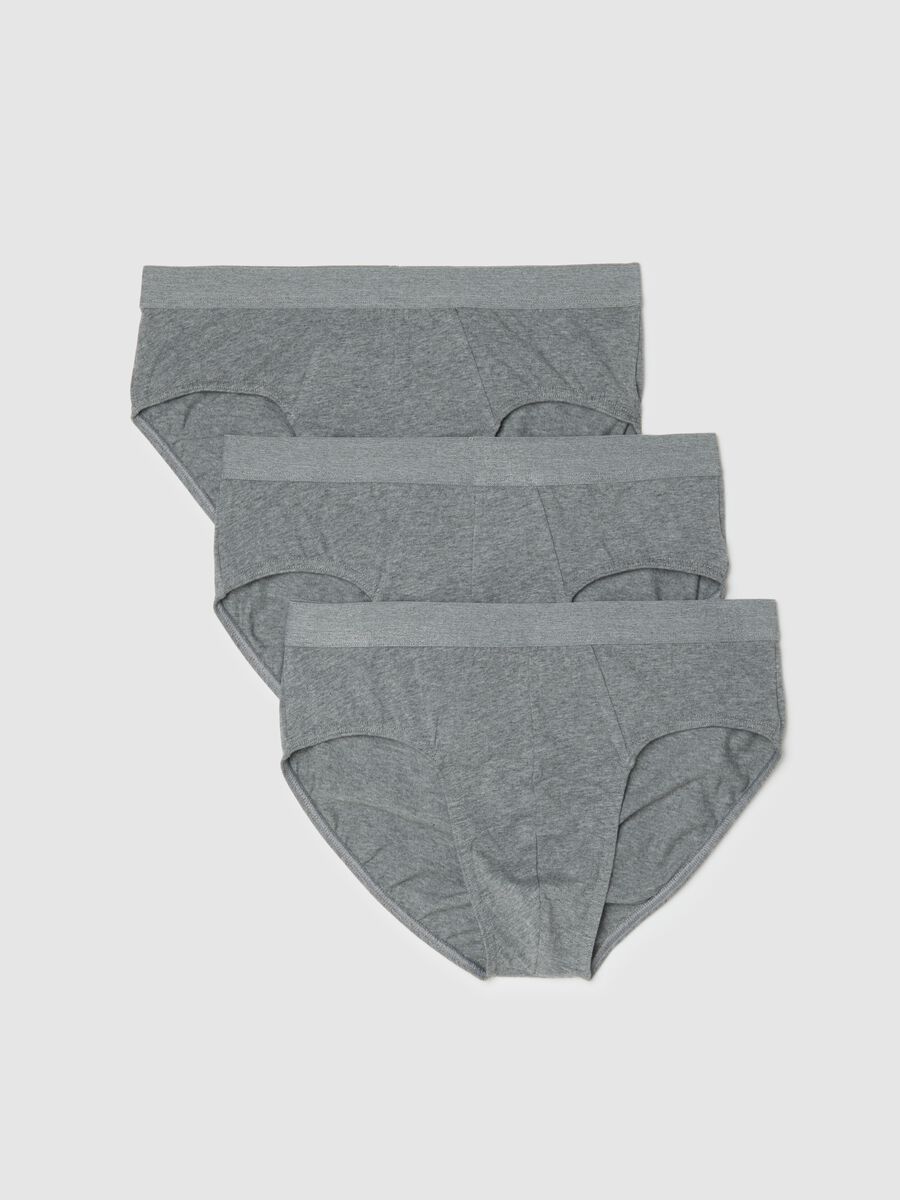 Triple pack of grey stretch cotton briefs regular fit_0