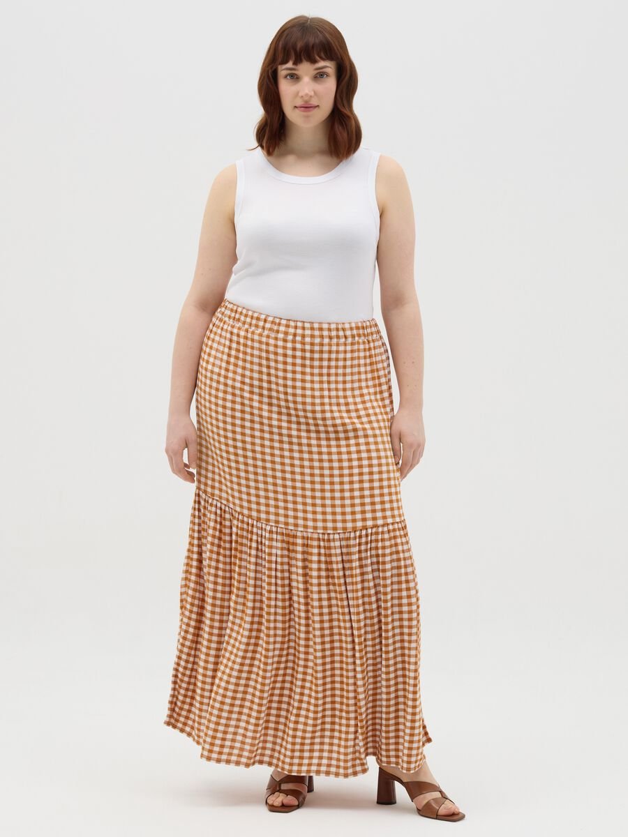 Gonna midi da donna in puro viscosa multicolor regular fit_0