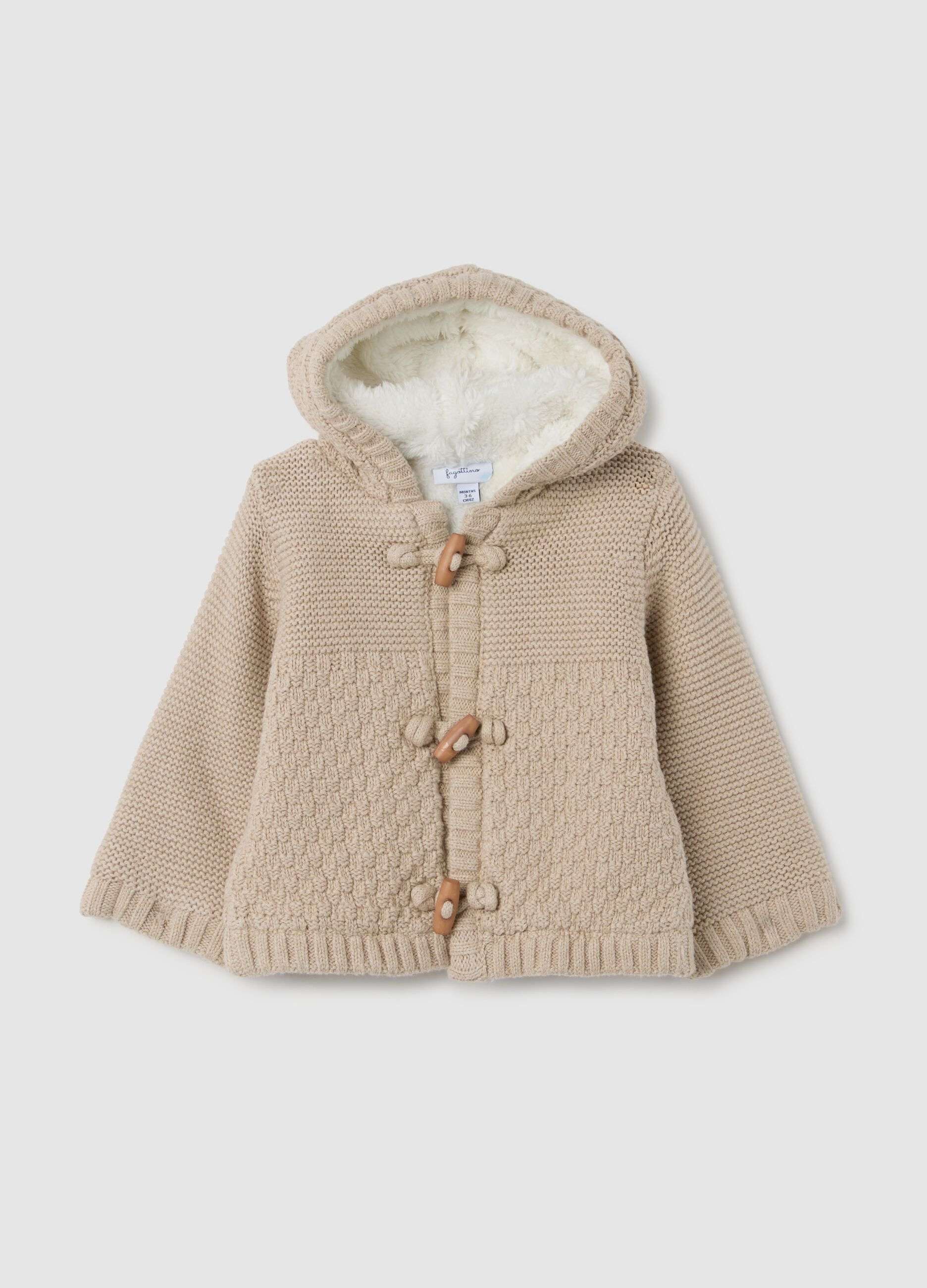Heavy beige cotton jacket with hood