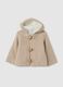 Heavy beige cotton jacket with hood_0