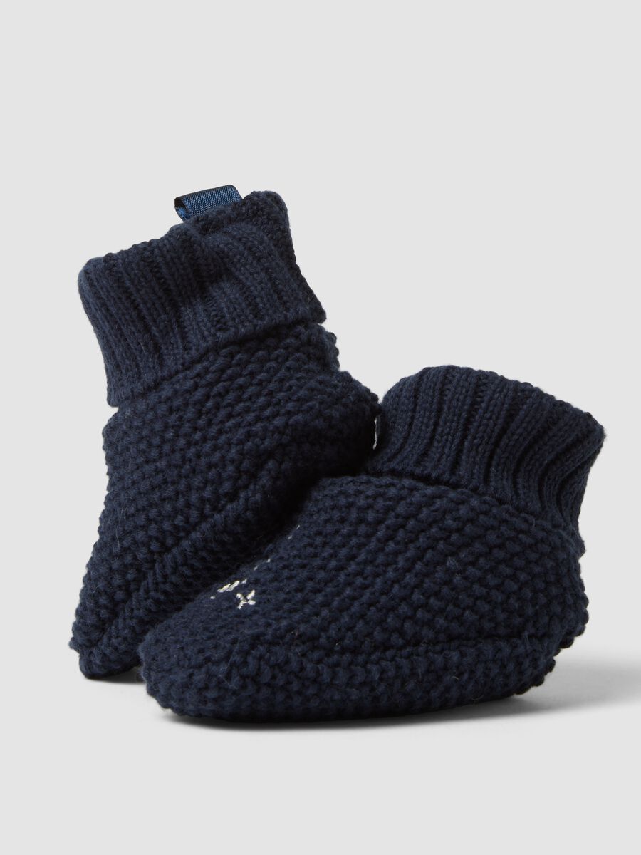 Midnight blue pure cotton knitted baby booties_2