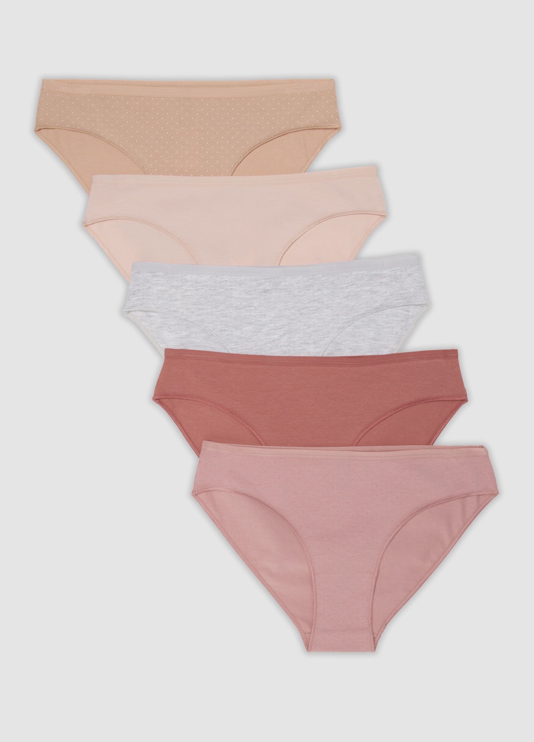 Multipack di cinque slip multicolor in cotone organico e viscosa elasticizzato