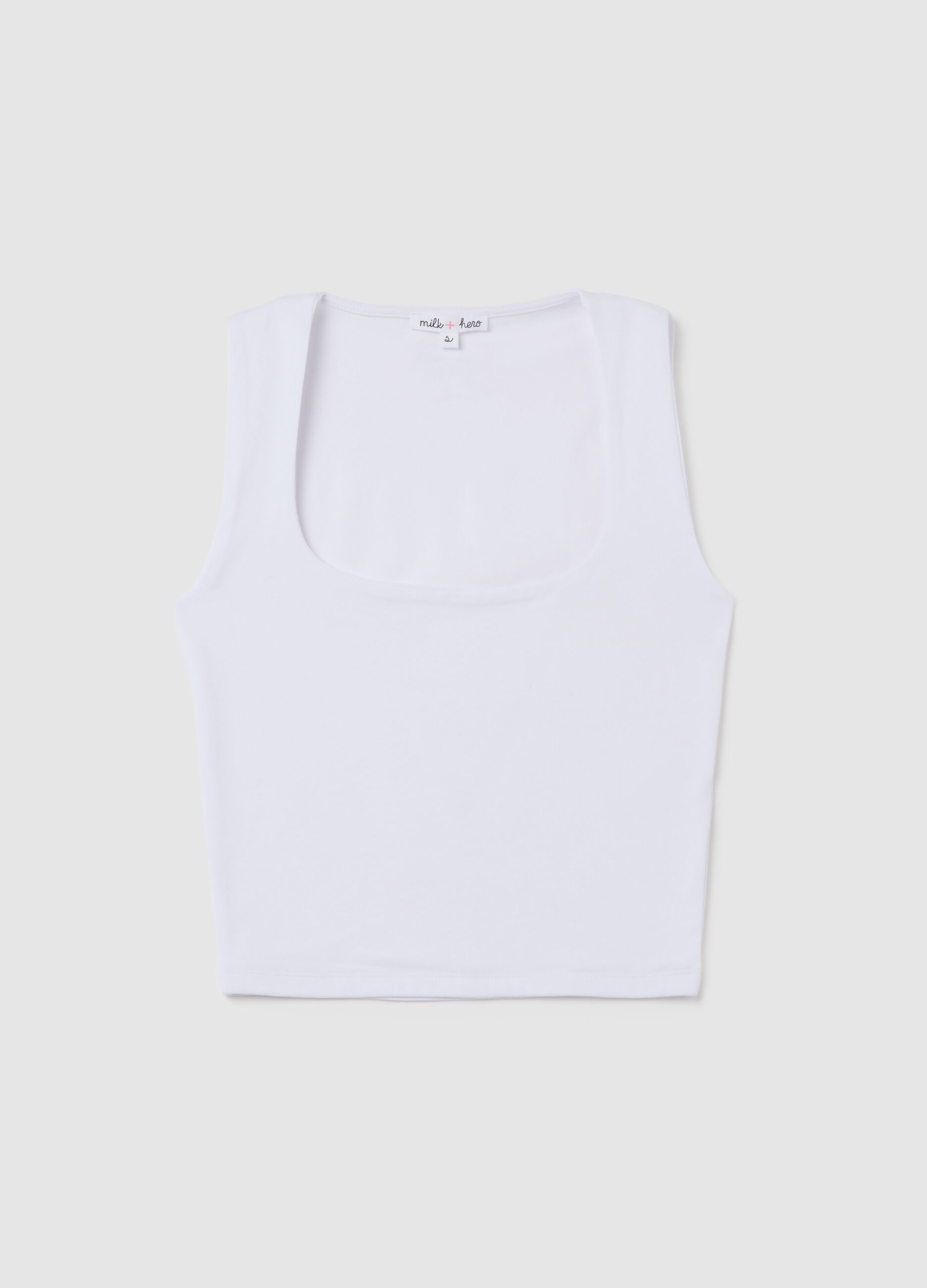 White fitted women's tank top in stretch cotton