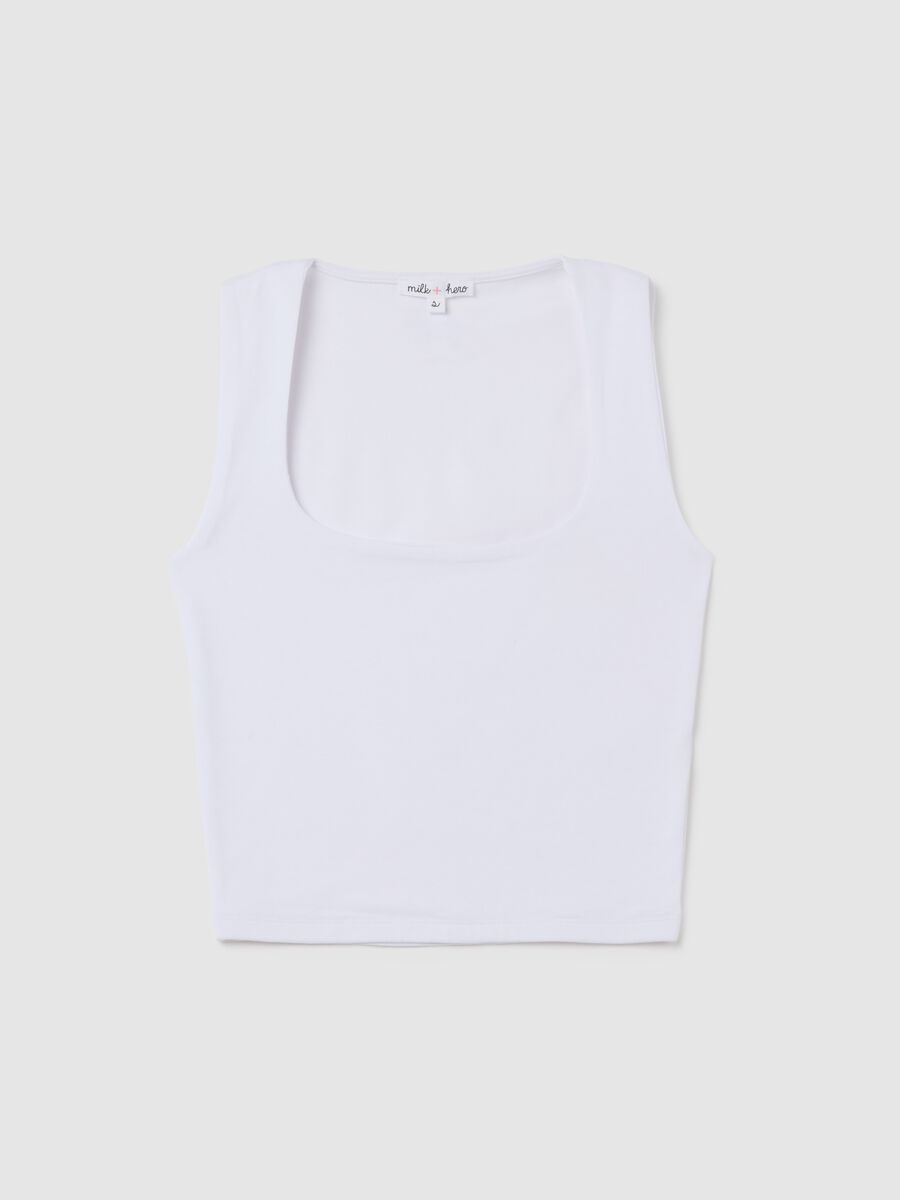 White fitted women's tank top in stretch cotton_4
