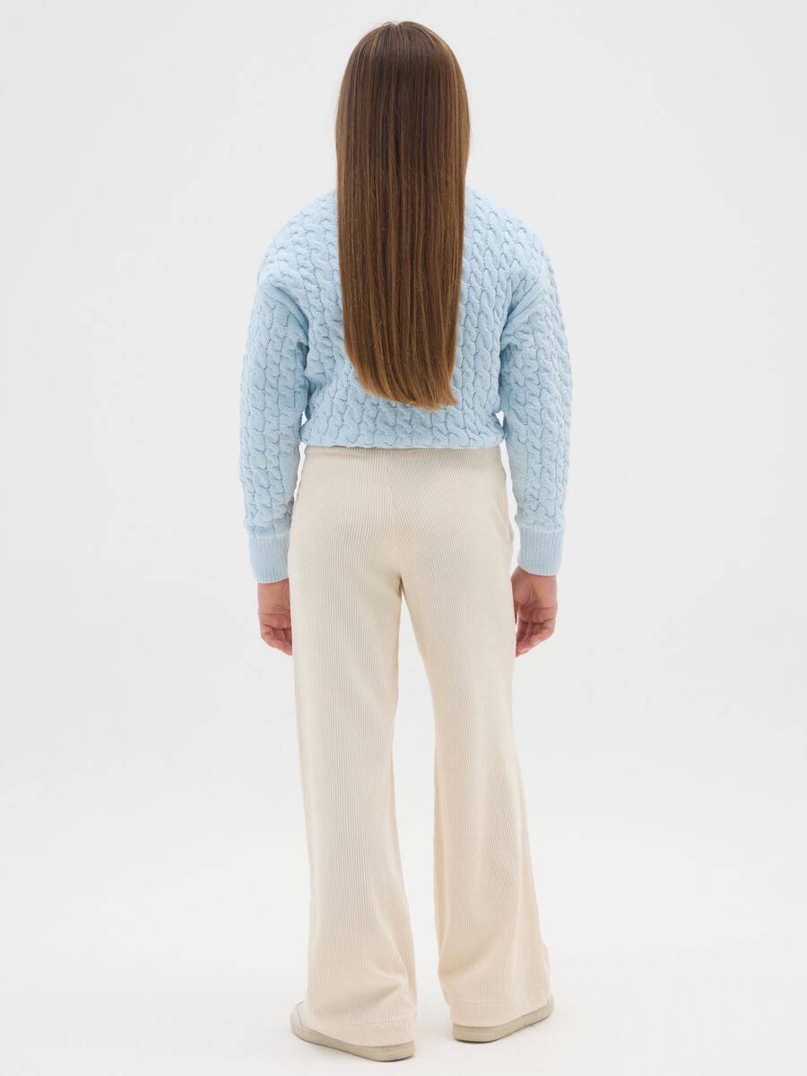 Girls' Beige Corduroy Trousers with a Relaxed Fit_1