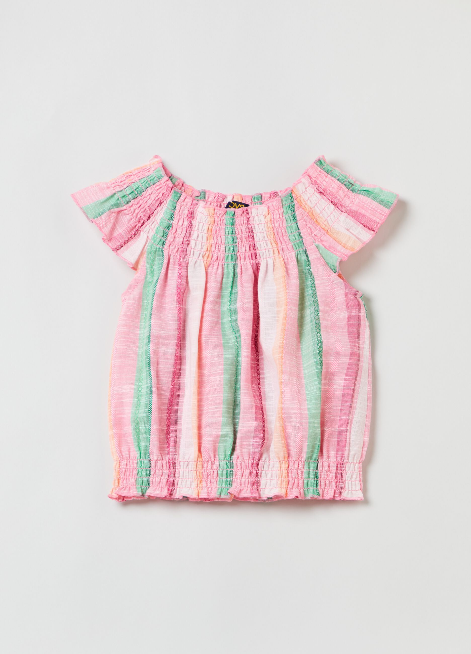 Blusa in garza di cotone fantasia multicolor_0
