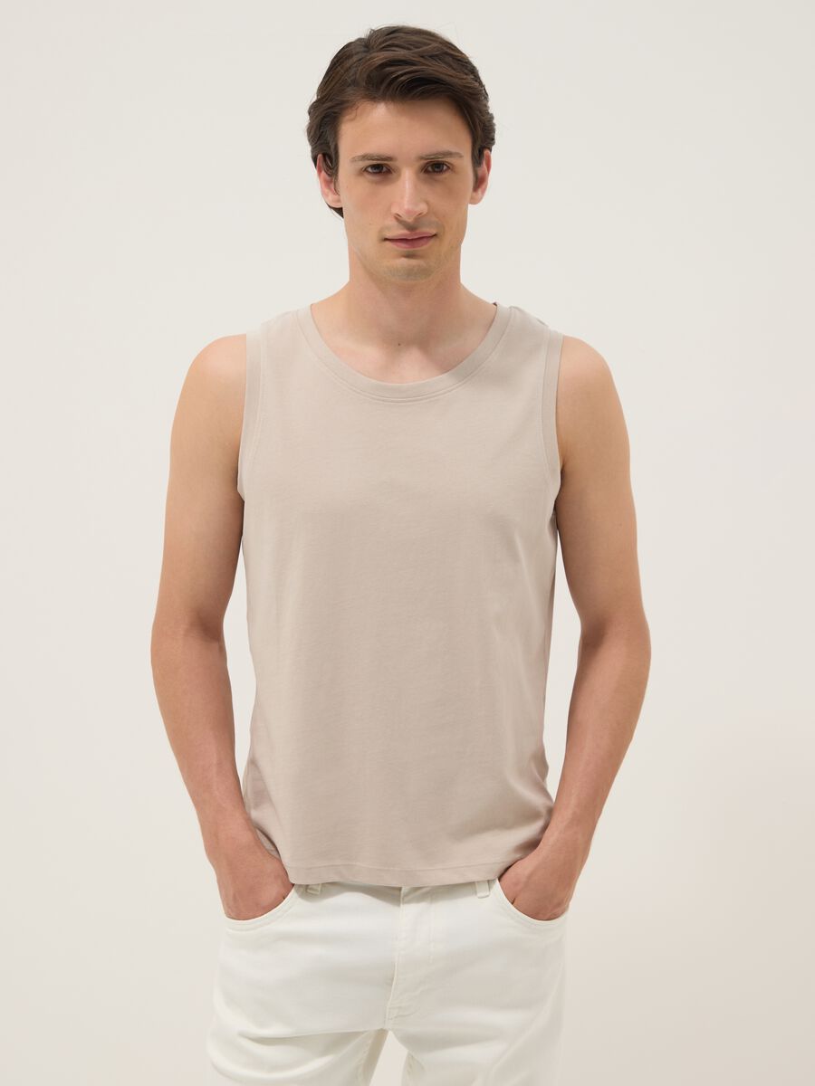 Canotta beige in puro cotone_1