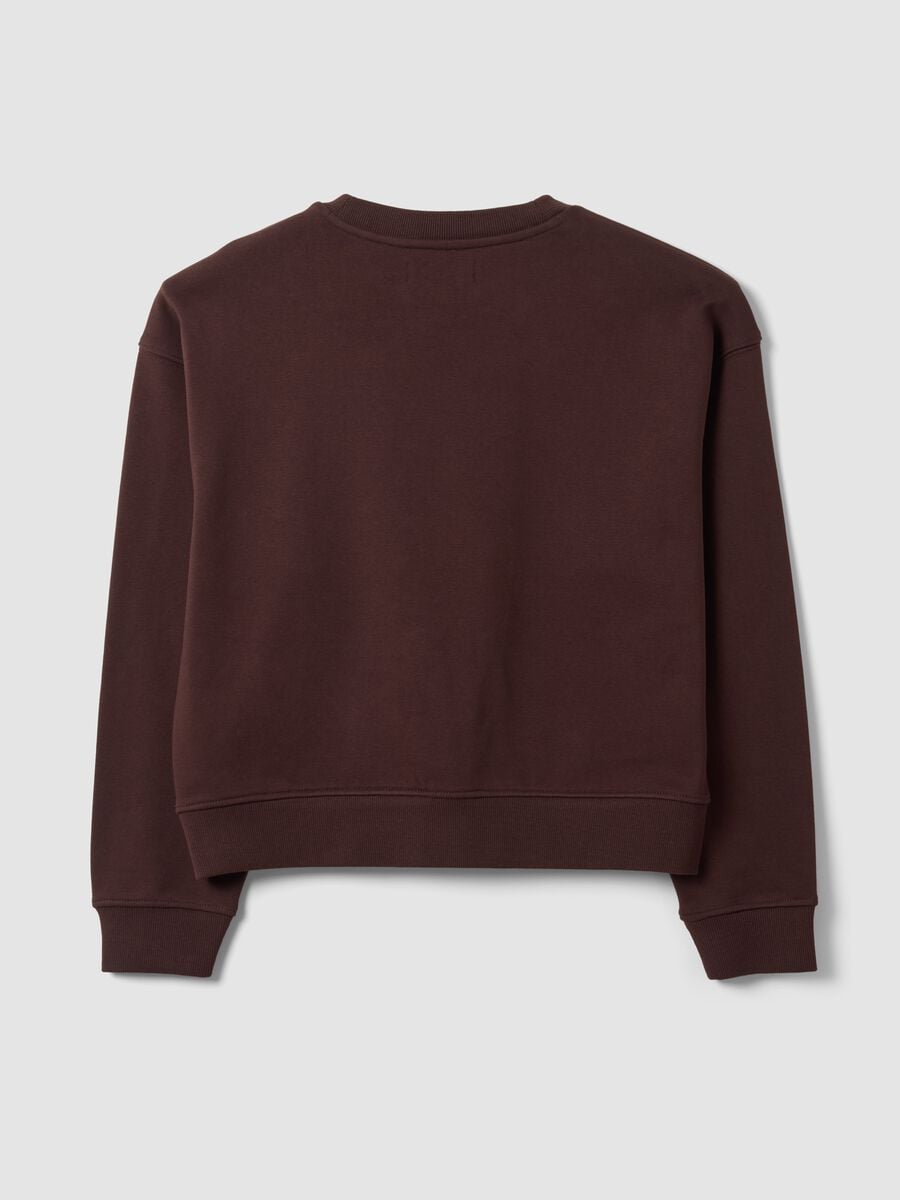 Felpa marrone in misto cotone a girocollo regular fit_6