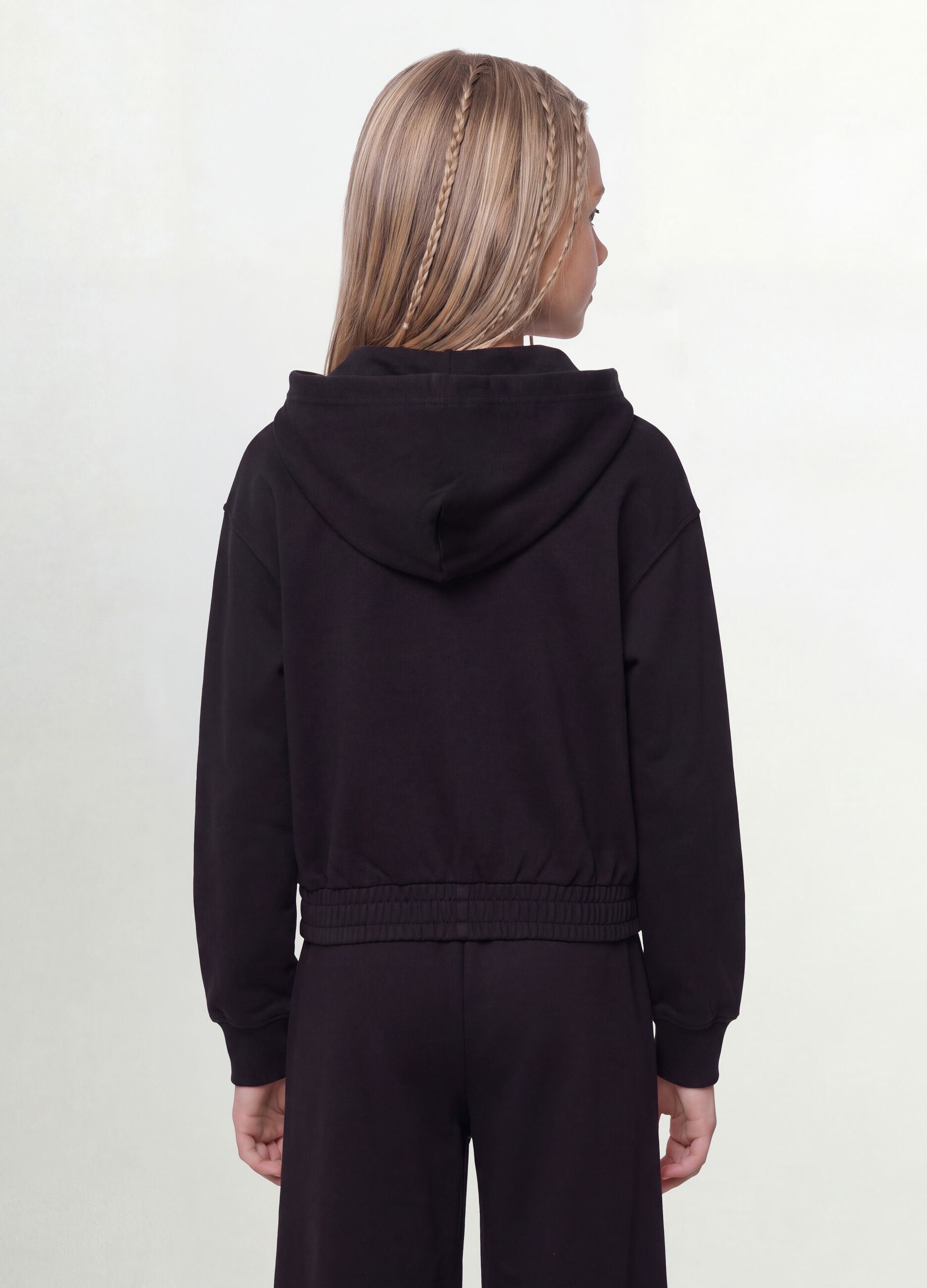 Black organic cotton hooded sweatshirt