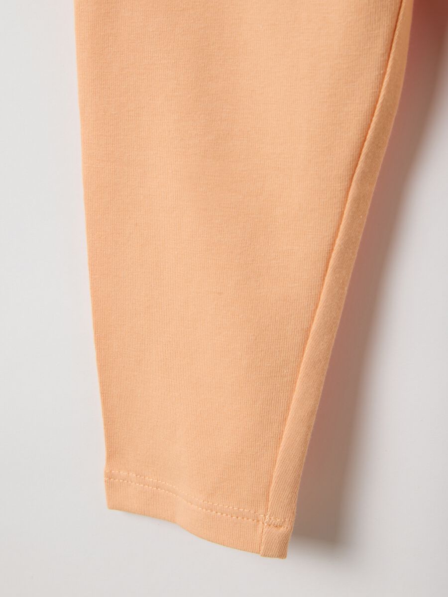 Beige stretch cotton leggings for girls - slim fit_3