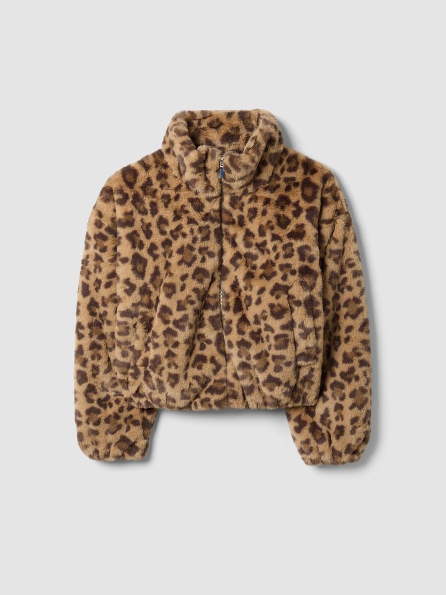 Padded animal print jacket with zip, regular fit_0