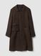 Brown and black wool-blend herringbone overfit coat_4