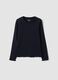 Blue ribbed stretch organic cotton T-shirt_0