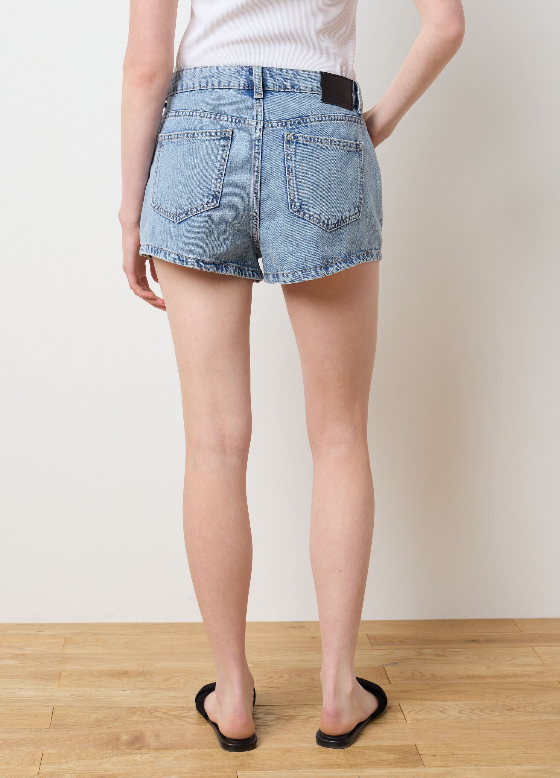 Shorts da donna in puro cotone denim regular fit
